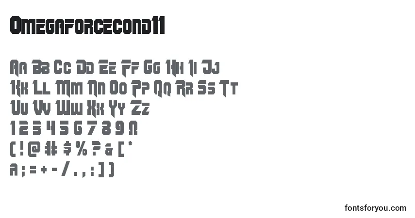 Шрифт Omegaforcecond11 – алфавит, цифры, специальные символы