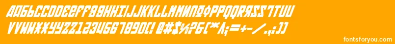 Soviet2bi-Schriftart – Weiße Schriften auf orangefarbenem Hintergrund