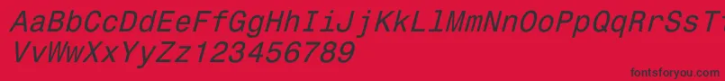 Czcionka Monospace821Italic – czarne czcionki na czerwonym tle