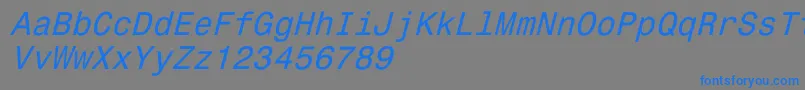 Weitere Informationen zur Monospace821Italic-Schriftart Monospace821Italic-Schriftart – Blaue Schriften auf grauem Hintergrund