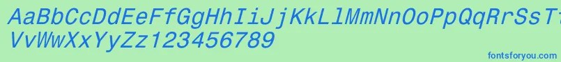 Monospace821Italic Font – Blue Fonts on Green Background