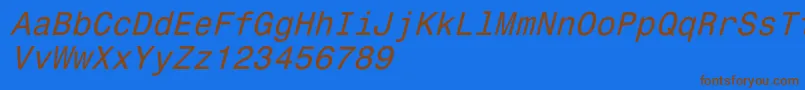 fuente Monospace821Italic – Fuentes Marrones Sobre Fondo Azul