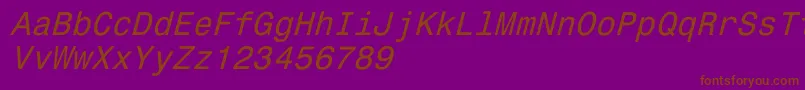 Saiba mais sobre a fonte Monospace821Italic Fonte Monospace821Italic – fontes marrons em um fundo roxo