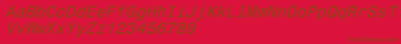 Czcionka Monospace821Italic – brązowe czcionki na czerwonym tle