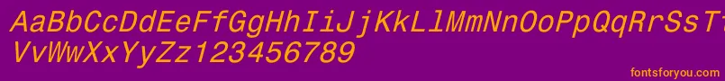 Monospace821Italic Font – Orange Fonts on Purple Background