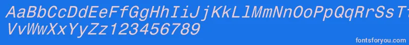 Weitere Informationen zur Monospace821Italic-Schriftart Monospace821Italic-Schriftart – Rosa Schriften auf blauem Hintergrund