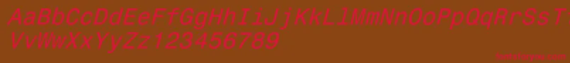 Więcej informacji o czcionce Monospace821Italic Czcionka Monospace821Italic – czerwone czcionki na brązowym tle