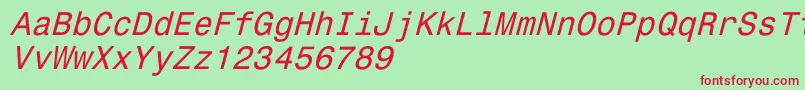 Шрифт Monospace821Italic – красные шрифты на зелёном фоне