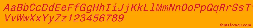 Więcej informacji o czcionce Monospace821Italic Czcionka Monospace821Italic – czerwone czcionki na pomarańczowym tle