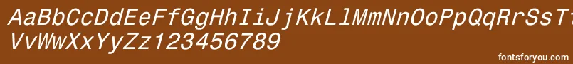 Monospace821Italic Font – White Fonts on Brown Background