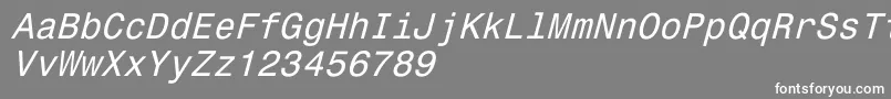 Fonte Monospace821Italic – fontes brancas em um fundo cinza