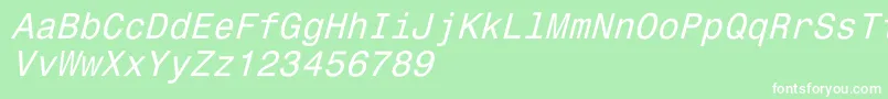 Lisätietoja Monospace821Italic-fontista Monospace821Italic-fontti – valkoiset fontit vihreällä taustalla