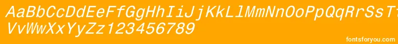 Fonte Monospace821Italic – fontes brancas em um fundo laranja