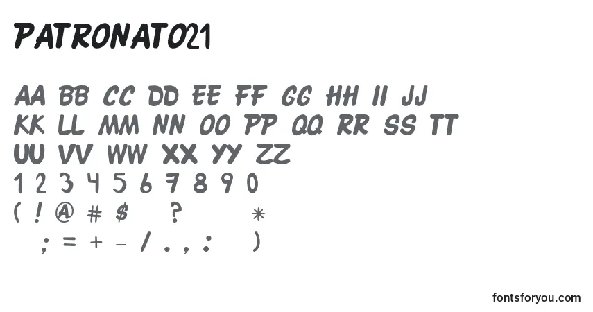 Шрифт Patronato21 – алфавит, цифры, специальные символы