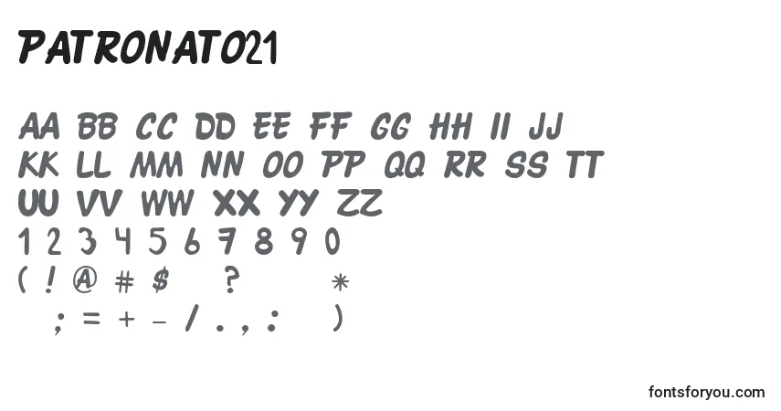 Patronato21-fontti – aakkoset, numerot, erikoismerkit