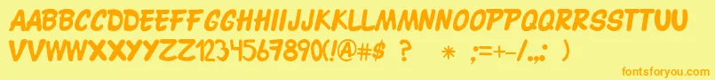 Patronato21-Schriftart – Orangefarbene Schriften auf gelbem Hintergrund