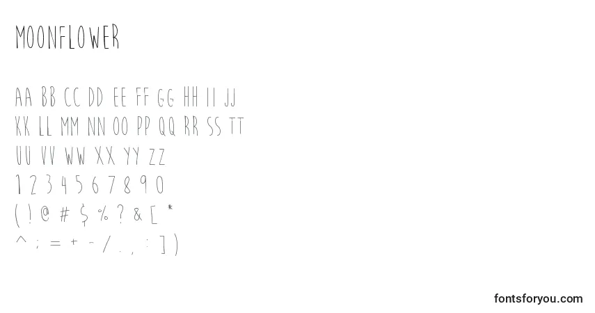 MoonFlower-fontti – aakkoset, numerot, erikoismerkit