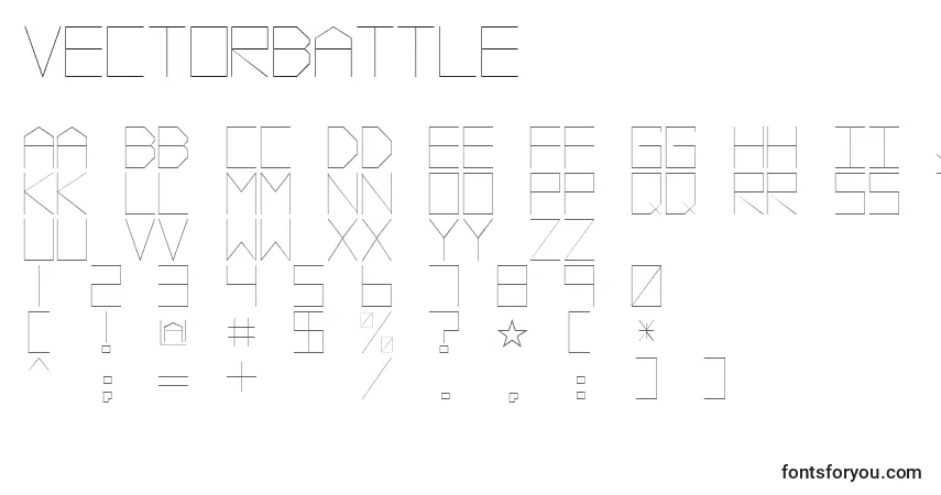 A fonte VectorBattle – alfabeto, números, caracteres especiais