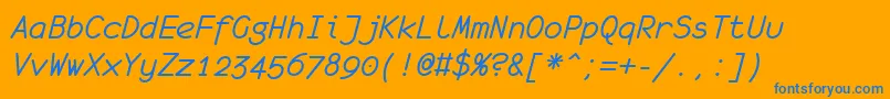 Czcionka MonofurItalic – niebieskie czcionki na pomarańczowym tle