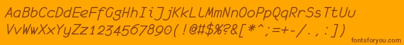 Czcionka MonofurItalic – brązowe czcionki na pomarańczowym tle
