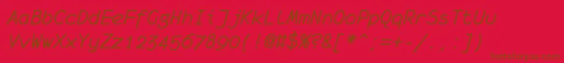 MonofurItalic-Schriftart – Braune Schriften auf rotem Hintergrund