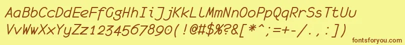 MonofurItalic Font – Brown Fonts on Yellow Background