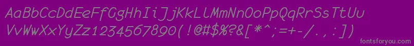 Lisätietoja MonofurItalic-fontista MonofurItalic-fontti – harmaat kirjasimet violetilla taustalla