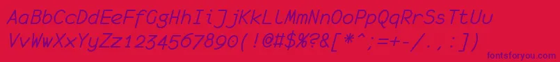 MonofurItalic Font – Purple Fonts on Red Background