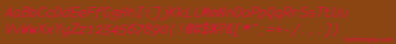 MonofurItalic-Schriftart – Rote Schriften auf braunem Hintergrund