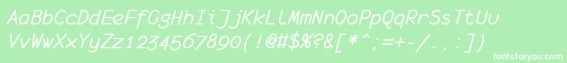 MonofurItalic Font – White Fonts on Green Background