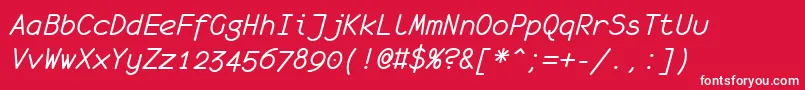 MonofurItalic Font – White Fonts on Red Background
