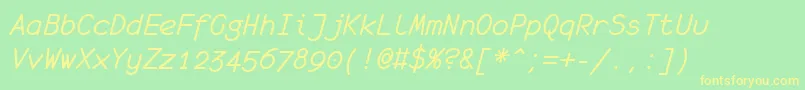 MonofurItalic Font – Yellow Fonts on Green Background