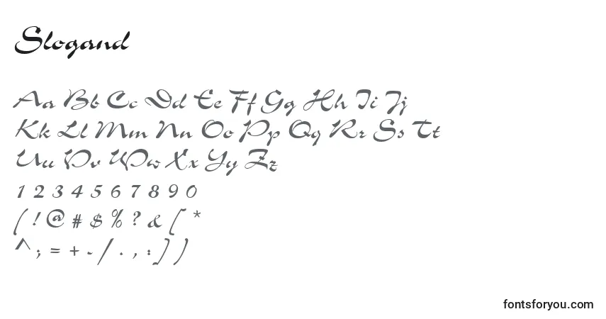 Schriftart Slogand – Alphabet, Zahlen, spezielle Symbole