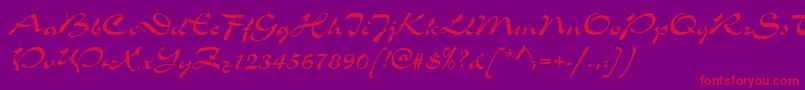 Slogand-Schriftart – Rote Schriften auf violettem Hintergrund