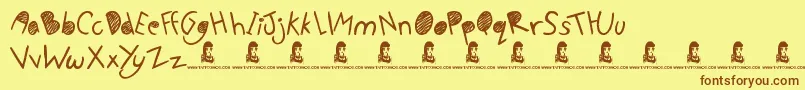 Fonte NoTalkingAllowed – fontes marrons em um fundo amarelo