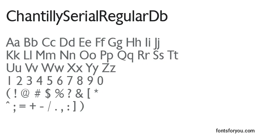 ChantillySerialRegularDb-fontti – aakkoset, numerot, erikoismerkit