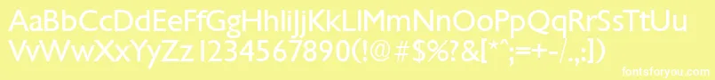 ChantillySerialRegularDb-Schriftart – Weiße Schriften auf gelbem Hintergrund