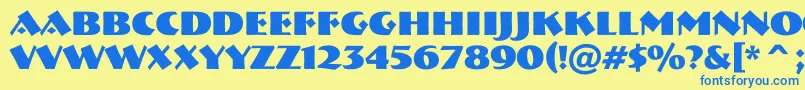 フォントABremenBold – 青い文字が黄色の背景にあります。