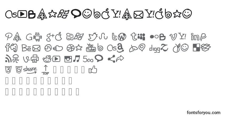 Schriftart Pwhandysocialicons – Alphabet, Zahlen, spezielle Symbole