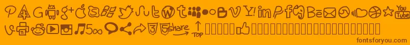 Pwhandysocialicons Font – Brown Fonts on Orange Background