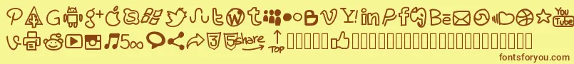 Pwhandysocialicons Font – Brown Fonts on Yellow Background