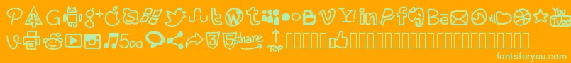Pwhandysocialicons Font – Green Fonts on Orange Background