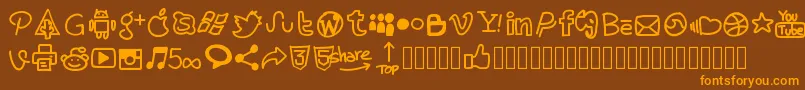 Pwhandysocialicons Font – Orange Fonts on Brown Background