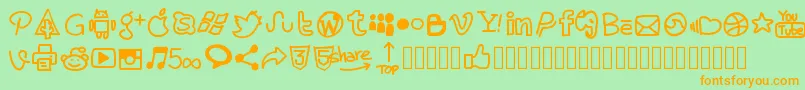 Pwhandysocialicons Font – Orange Fonts on Green Background