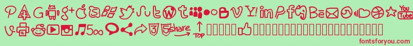 Pwhandysocialicons Font – Red Fonts on Green Background