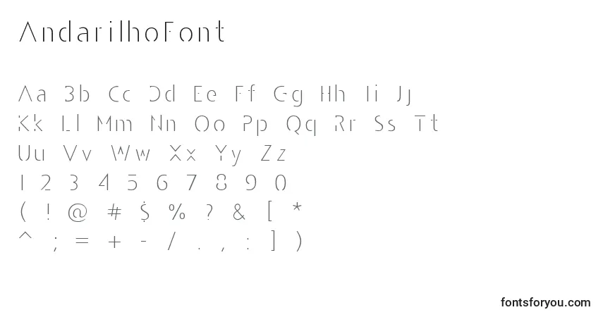 Schriftart AndarilhoFont – Alphabet, Zahlen, spezielle Symbole