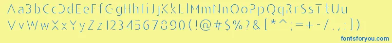 フォントAndarilhoFont – 青い文字が黄色の背景にあります。