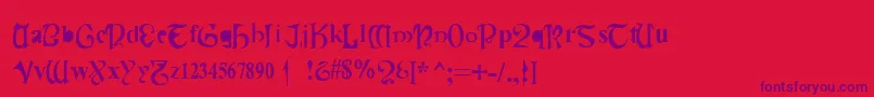 フォントCauldronMedium – 赤い背景に紫のフォント