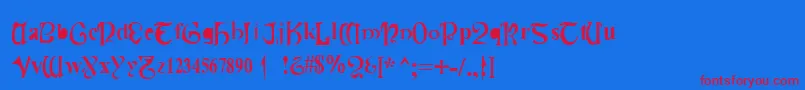 CauldronMedium Font – Red Fonts on Blue Background