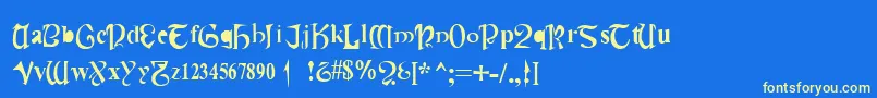 フォントCauldronMedium – 黄色の文字、青い背景